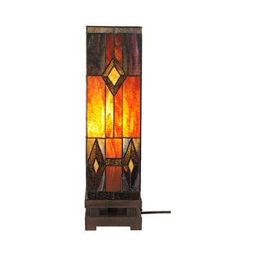 Hemlock Browns Tiffany-Style Glass Luminary Lamp 6"W x 21"H
