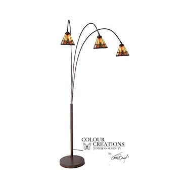 Draco Tiffany-Style Glass 3-Lite Arc Floor Lamp 79"H