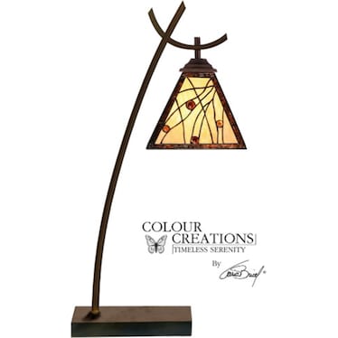 Ivory and Amber Tiffany-Style Glass Adjustable Task Lamp 23"H