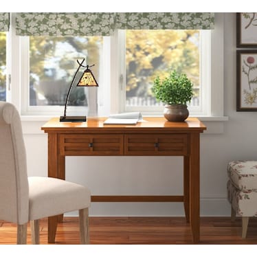 Ivory and Amber Tiffany-Style Glass Adjustable Task Lamp 23"H