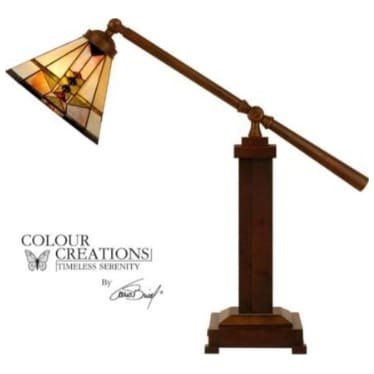 Draco Adjustable Tiffany-Style Glass Task Lamp 21.5"H