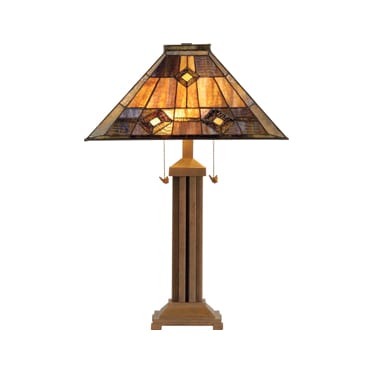 Hemlock Browns Tiffany-Style Glass Table Lamp 26"H