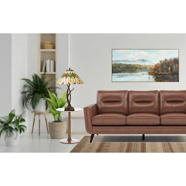 Palm Leaf Tiffany-Style Glass Table Lamp 31"H