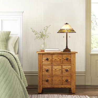 Lance Cream and Green Tiffany-Style Glass Table Lamp 26"H