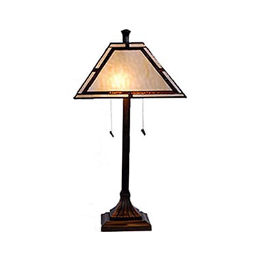 Libby Cream and Amber Tiffany-Style Glass Table Lamp 25.25"H