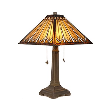 Danby Amber Mission Tiffany-Style Glass Table Lamp 21"H