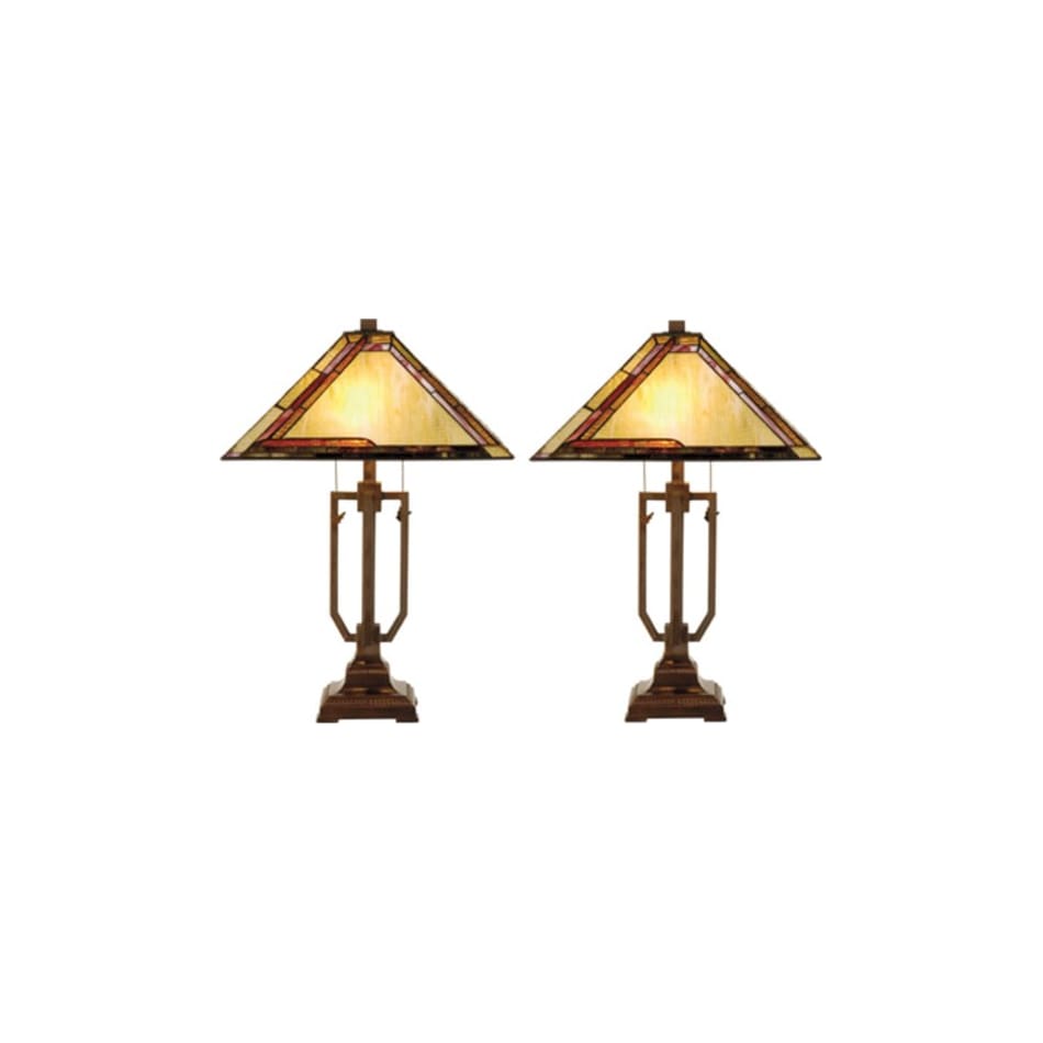colr brown table lamp pair  