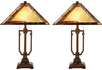 colr brown table lamp pair  