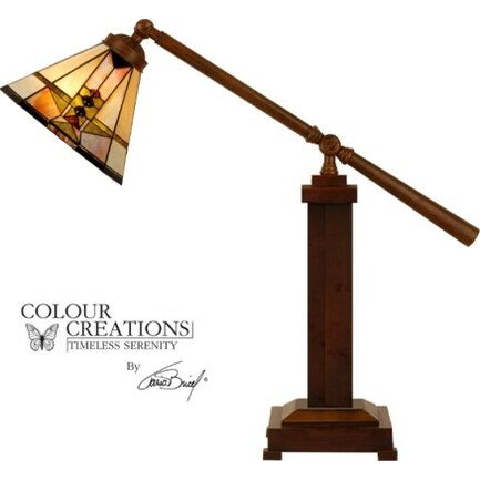 Draco Adjustable Tiffany-Style Glass Task Lamp 21.5"H