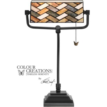 Grey Weave Tiffany-Style Glass Desk Lamp 20.5"H