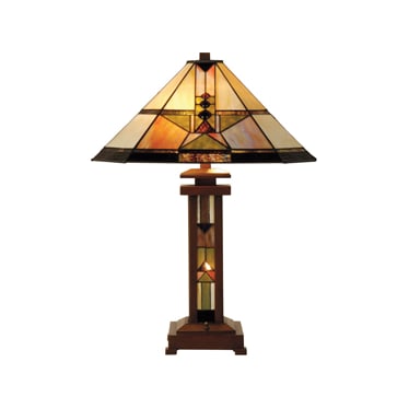 Draco Tiffany-Style Glass Table Lamp With Nitelite 28"H