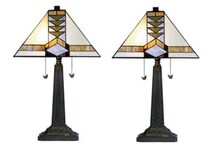 colr green table lamp pair  