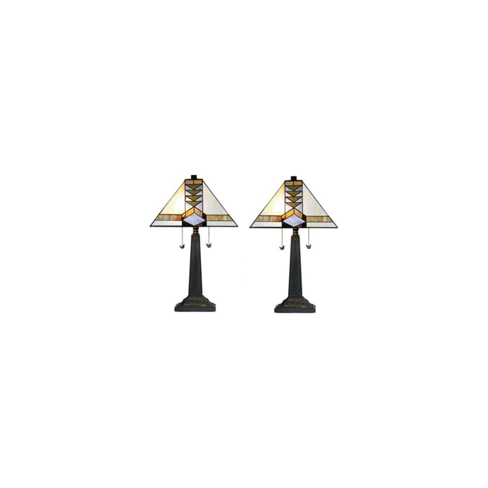 colr green table lamp pair  