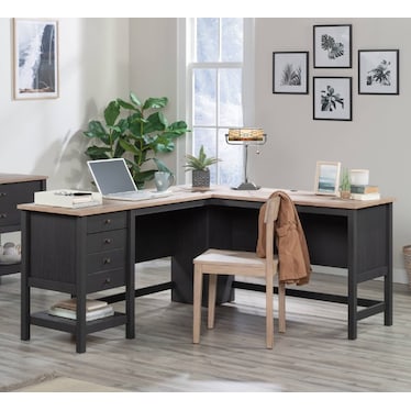 Grey and Cream Tiffany-Style Glass Desk Lamp 18.5"H