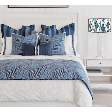 Blue Geometric Tiffany-Style Glass Table Lamp 18"W x 28.75"H