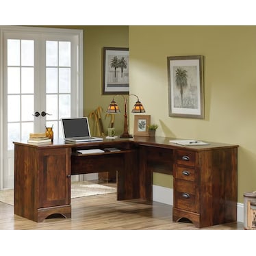 Addie Double-Arm Tiffany-Style Glass Desk Lamp 25.5"H