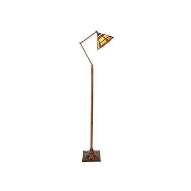 Addie Cream and Red Tiffany-Style Glass Task Floor Lamp 66"H