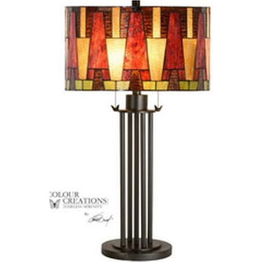 Sybal Spice Drum Tiffany-Style Glass Table Lamp 29.75"H