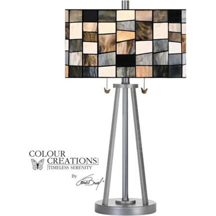 Greys Drum Tiffany-Style Glass Table Lamp 29"H