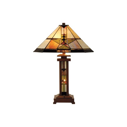 Draco Tiffany-Style Glass Table Lamp With Nitelite 28"H