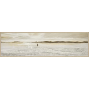 Neutral Sunset and Sailboat Framed Canvas Art 71"W x 20"H
