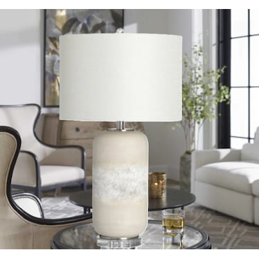 Two Tone Cream Ceramic Table Lamp 28.75"H