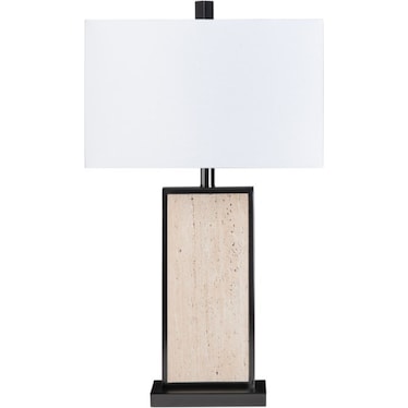 Travertine and Bronze Table Lamp 27.5"H