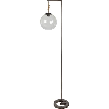 Gunmetal and Rope Glass Shade Floor Lamp 66"H
