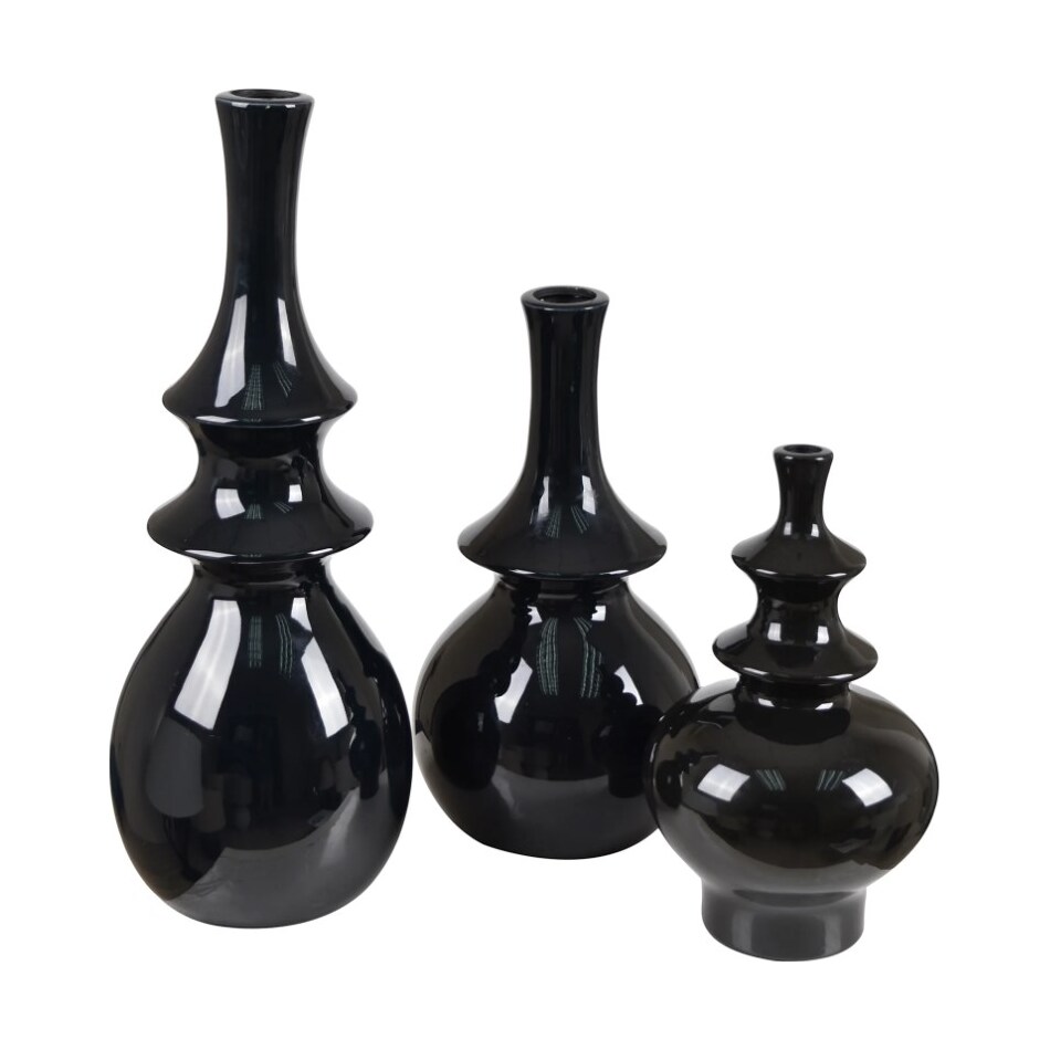 cres black jar vase bowl plate set  