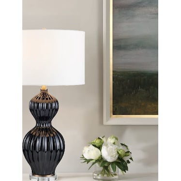 Black Ceramic Table Lamp 32"H
