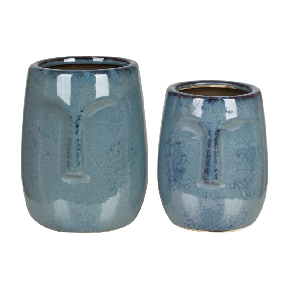 cres blue jar vase bowl plate set  