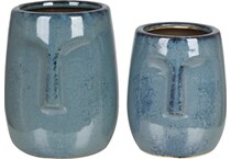 cres blue jar vase bowl plate set  