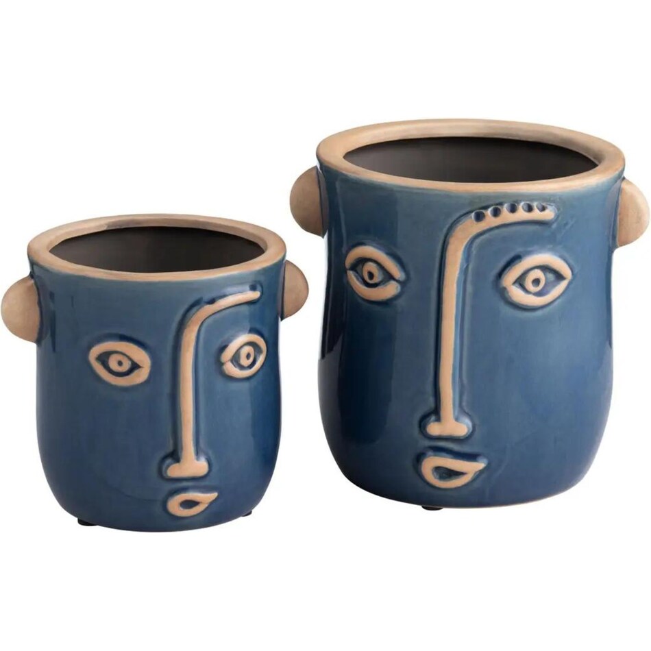 cres blue jar vase bowl plate set  
