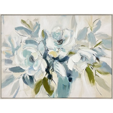 Blue Floral Hand Painted Art 48"W x 36"H