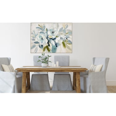 Blue Floral Hand Painted Art 48"W x 36"H