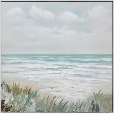 Seaside Textured Hand Painted Framed Canvas 39"W x 39"H
