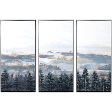 Set of 3 Mountain Treeline Framed Canvas 29"W x 59"H