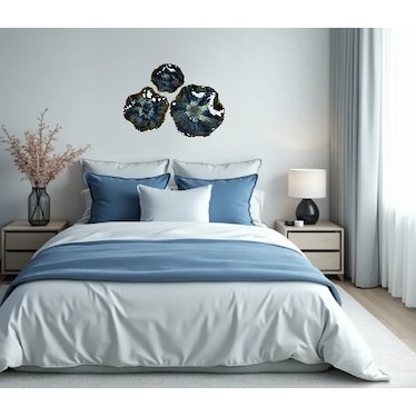 Set of 3 Blue Ceramic Wall Decor 11/15/17.5"Dia