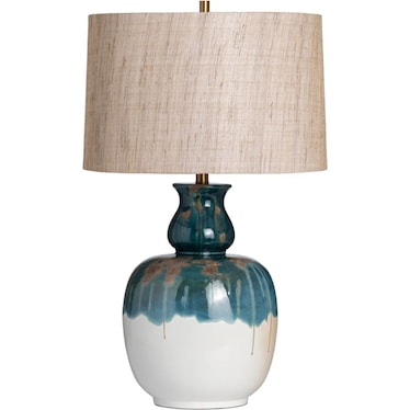 Blue and White Distressed Ceramic Table Lamp 31.5"H