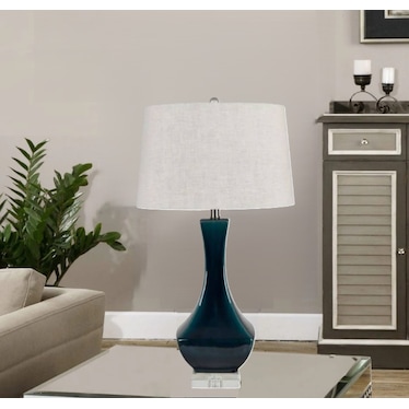 Teal Ceramic Table Lamp 31"H