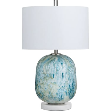 White and Blue Ceramic Drip Glaze Table Lamp 26"H