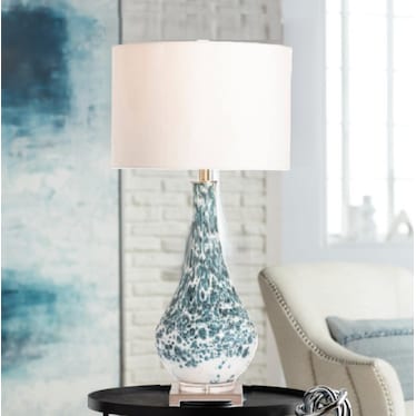 Blue and White Glass Table Lamp 31.5"H