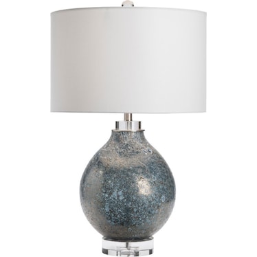 Blue and Silver Glass Table Lamp 31"H