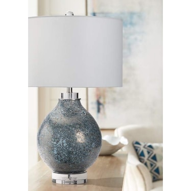 Blue and Silver Glass Table Lamp 31"H