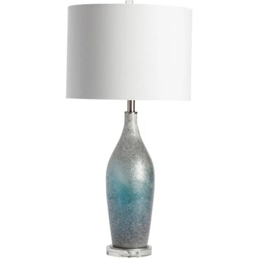 Silver and Blue Glass Table Lamp 32.5"H