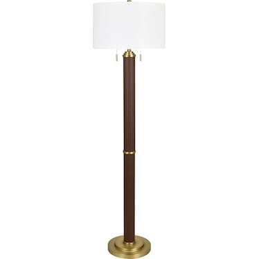 Brown Leather Column Floor Lamp 67.5"H
