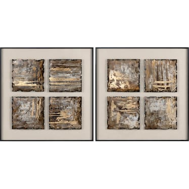 Set of 2 Painted Metallic Textures Framed Wall Decor 31"W x 31"H