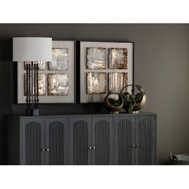 Set of 2 Painted Metallic Textures Framed Wall Decor 31"W x 31"H