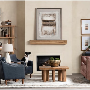 Brown and Cream Abstract Framed Canvas 40"W x 50"H