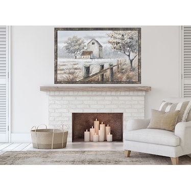 Fall Farm Handpainted Framed Canvas 59"W x 39"H